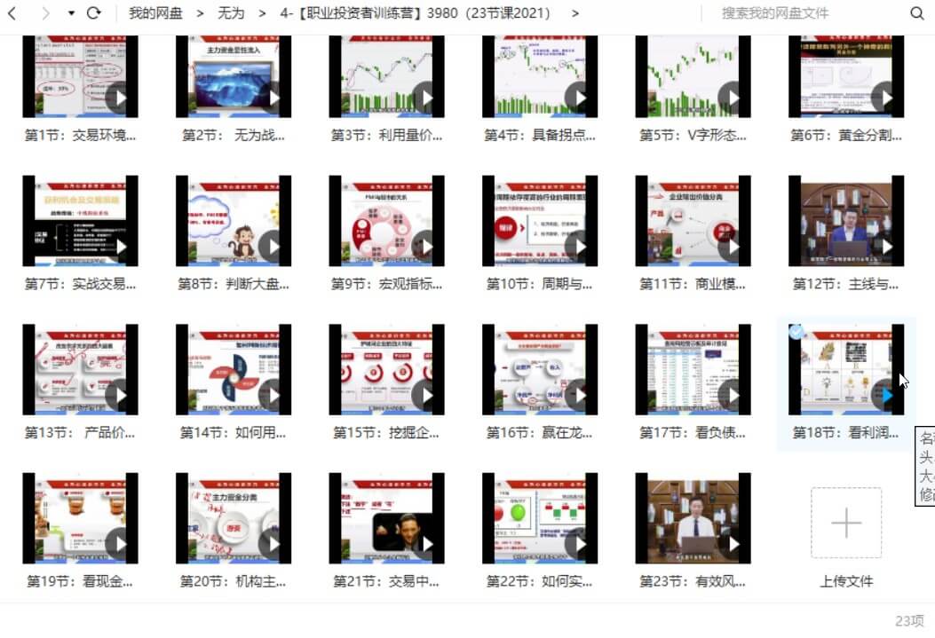 無為投資課堂《職業(yè)投資者訓練營》3980(23節(jié)課2021)_百度云網盤教程資源插圖1 無為投資課堂《職業(yè)投資者訓練營》3980(23節(jié)課2021)_百度云網盤教程資源插圖1