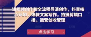 短視頻創(chuàng)作和全流程導演創(chuàng)作，抖音核心認知，爆款文案寫作拍攝剪輯口播插圖