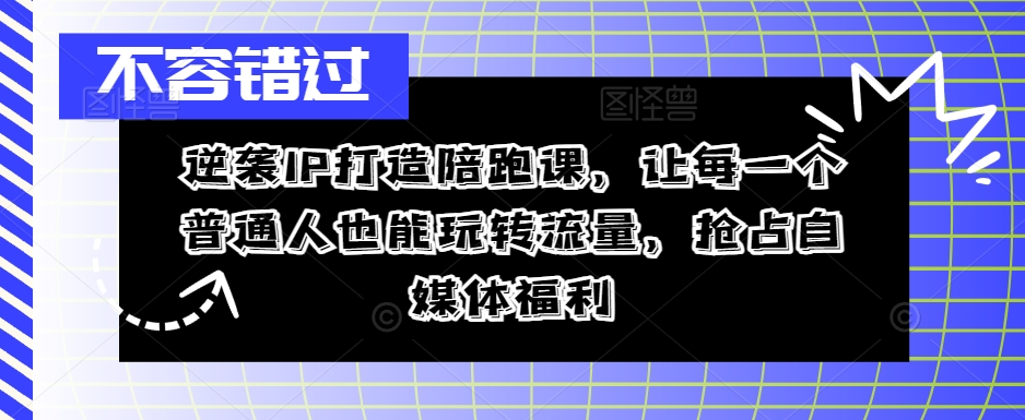 逆襲IP打造陪跑課，從0到1打造IP，精準(zhǔn)定位+高效起號(hào)，搶占自媒體福利插圖